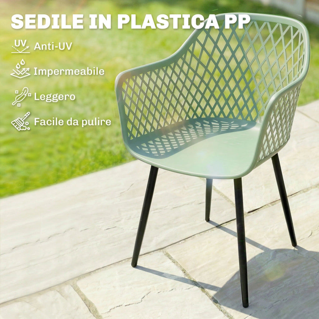 Sedia da Giardino con Braccioli ¨C zephmum ¨C Verde, PolyRattan, 4 Pezzi