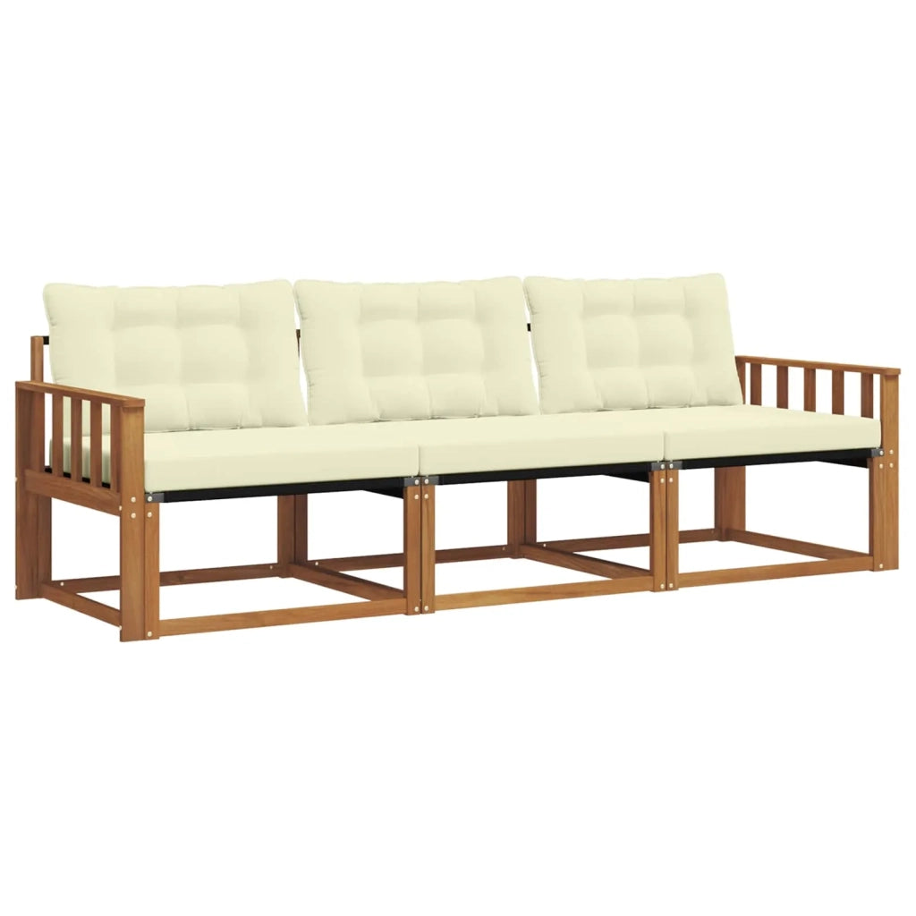 Set di divani da esterno con cuscino 3 pcs Naturale e Crema 3369141