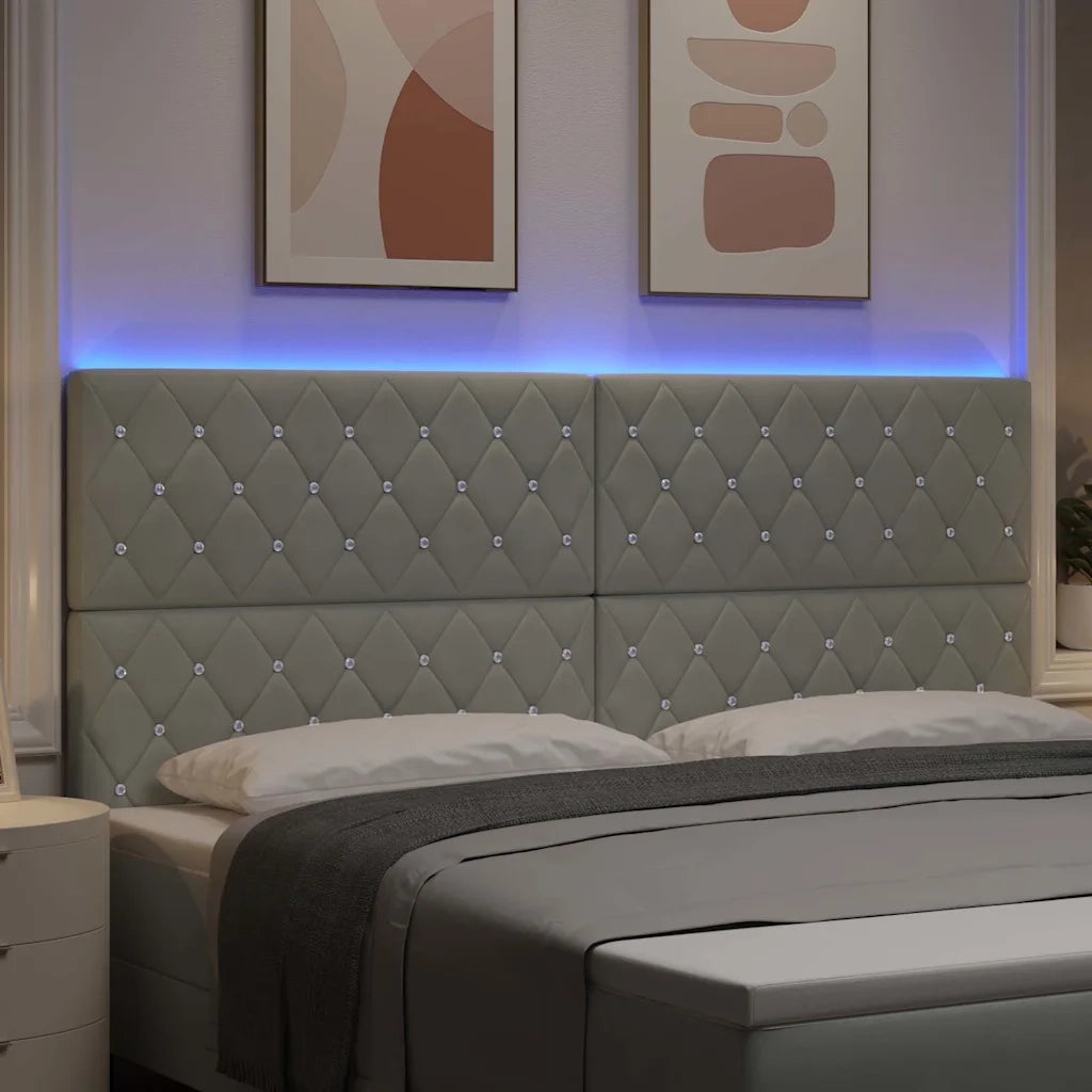 Testiera LED con strisce LED Grigio chiaro 200 cm Velluto 3338378