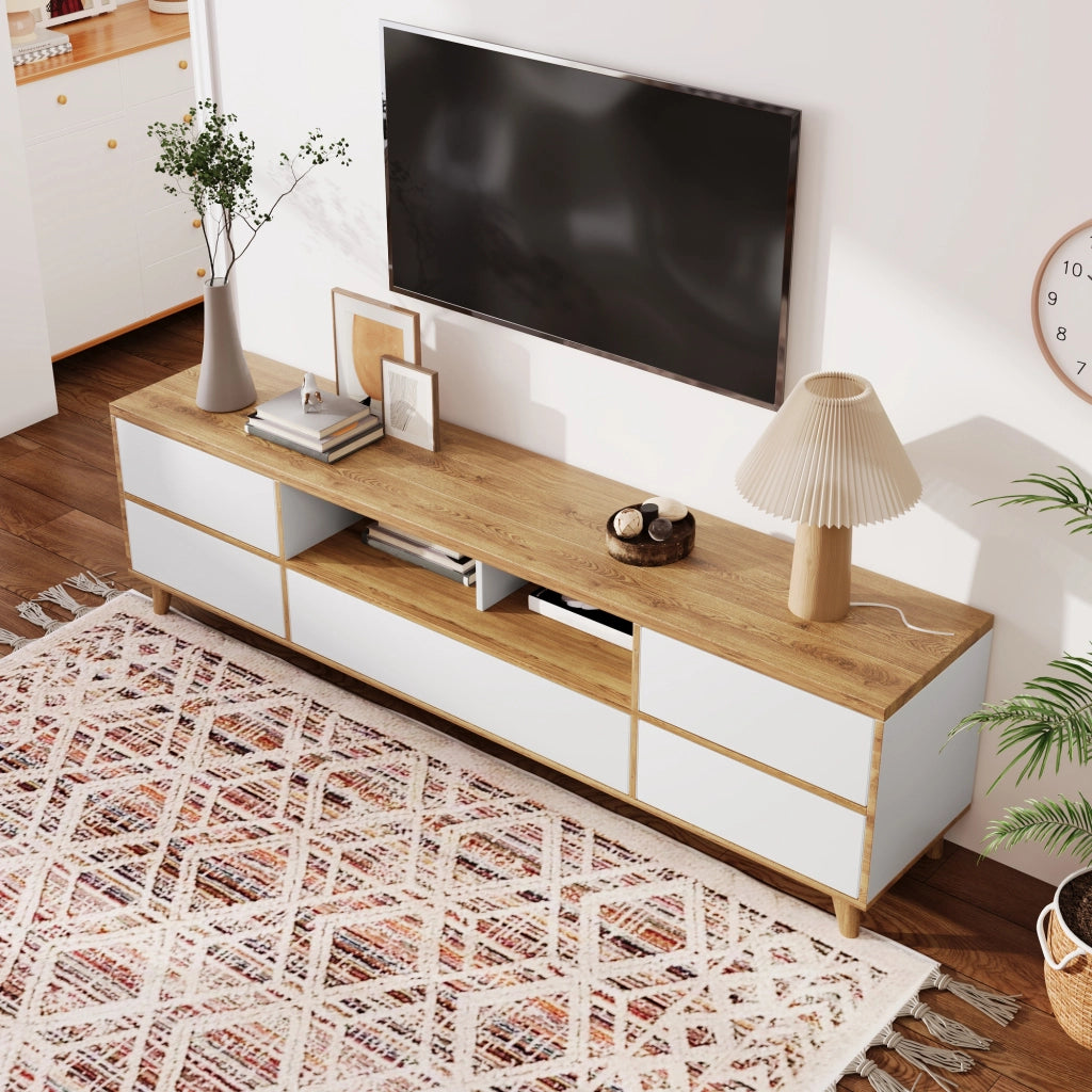 Cassettiera TV bianca in MDF lunghezza 175 cm
