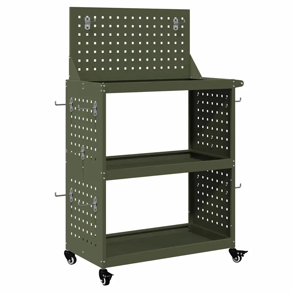 Carrello per Attrezzi con ruota Verde oliva 65 x 35 x 111 cm 874549