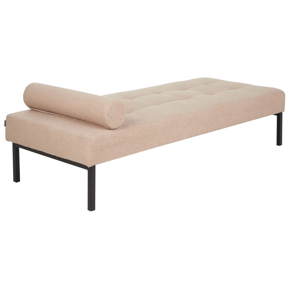 Chaise Longue Beige Boucle Soggiorno Camera da letto Gambe in metallo Stile moderno