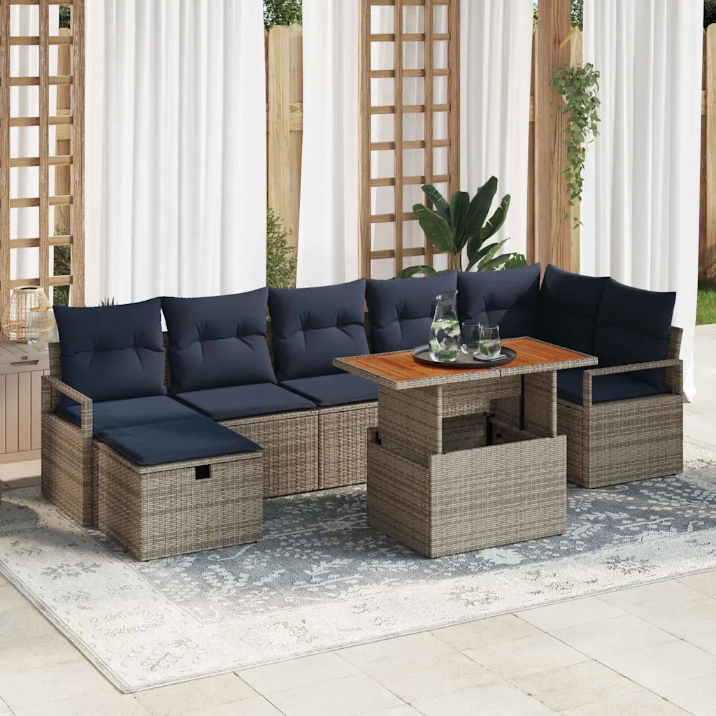 Set Divano da Giardino con cuscino 8 pcs Grigio polyrattan 3360007