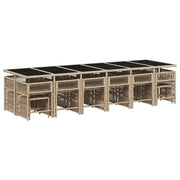 Set Pranzo da Giardino 17 pz con Cuscini Beige Misto Polyrattan