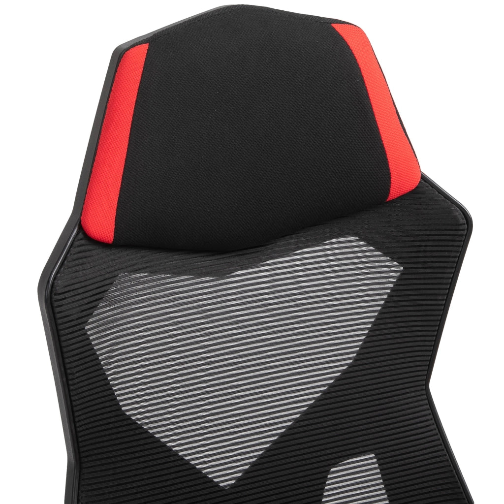 Sedia da gaming, sedia ergonomica da scrivania con poggiapiedi, regolabile in altezza, in poliestere, nero/rosso, 58 x 72 x 112-122 cm, per ufficio e