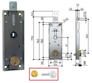 SERRATURA PREFER B551 VERTICALE Q.8 CIL.TONDO PER BASCULANTI