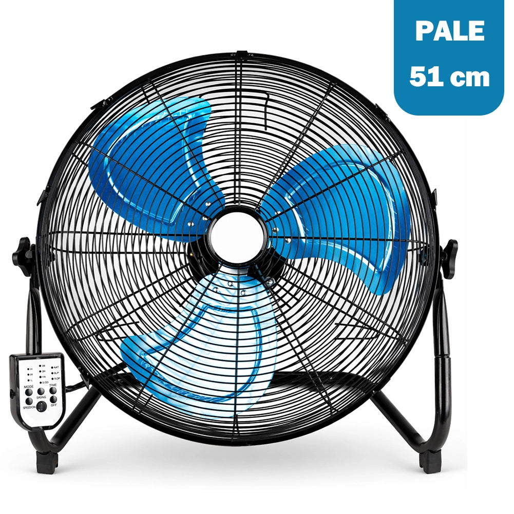 Ventilatore da Terra Pale 51 cm Telecomando Silenzioso Inclinazione Regolabile