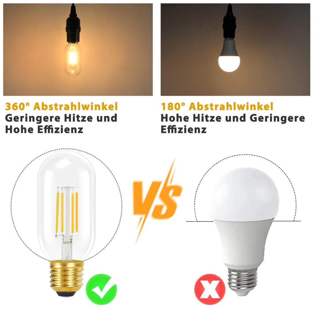 ZMH Set di 4 Lampadine LED E27 Lampadine T45 Vintage Bianco Caldo 4W 2700K Lampada retrò Edison Filamento di Vetro