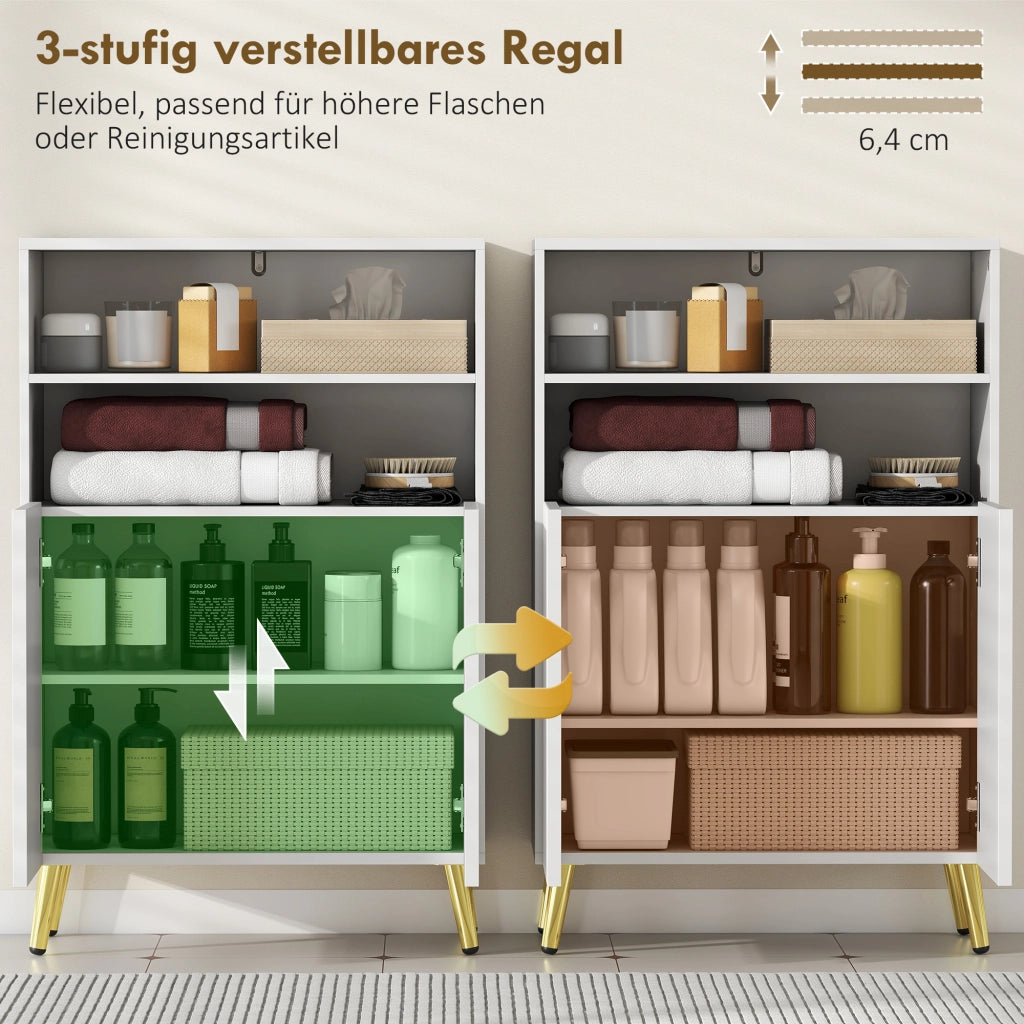 Mobile bagno con ante soft-close e ripiani aperti ¨C Xylo ¨C MDF bianco