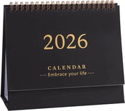 Calendario da ufficio 2025-2026 - Calendario da appendere con chiusura a clip - da luglio 2025 a dicembre 2026 - 18 mesi calendario con cinturino in metallo con doppia spirale - per ufficio e scuola - 19 x 16 cm - 1 pezzo(nero)