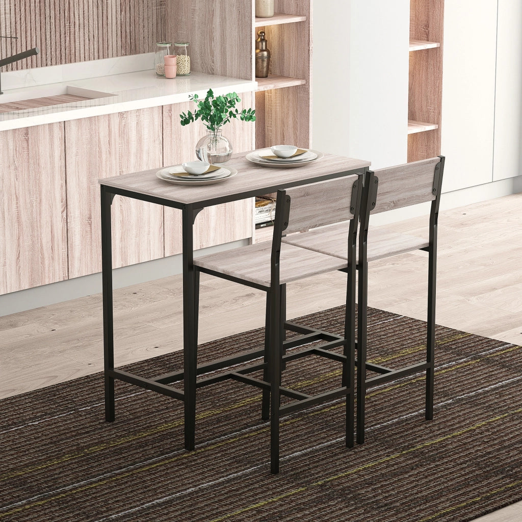 Set tavolo bar con 2 sgabelli ¨C Xylo ¨C metallo nero legno naturale stile industriale