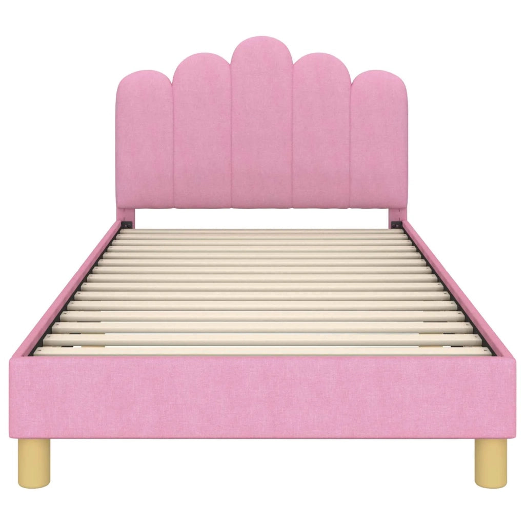 Struttura letto Bambini | Letto Infantile | Lettino con testata Rosa 90 x 190 cm Tessuto