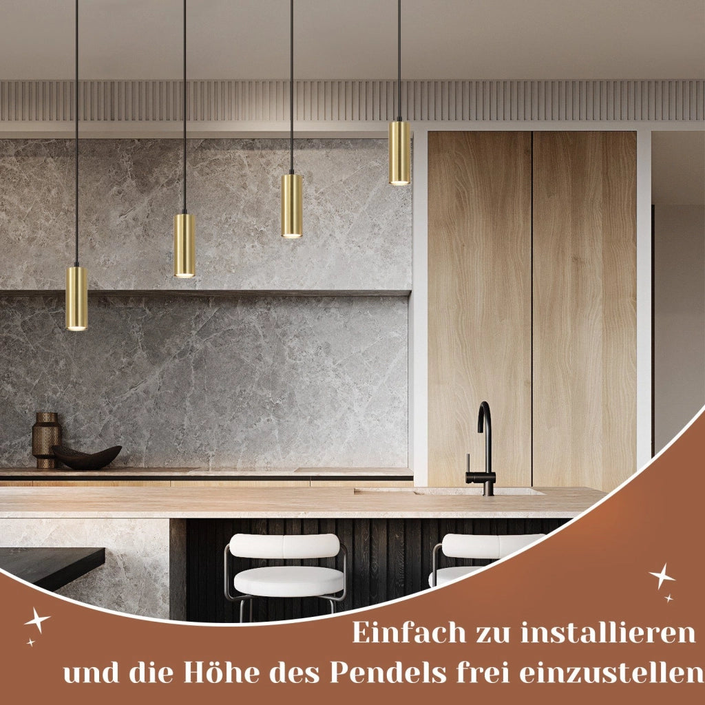 Lampada a sospensione ZMH GU10 retr¨° oro 170cm metallo con 4 luci in stile industriale