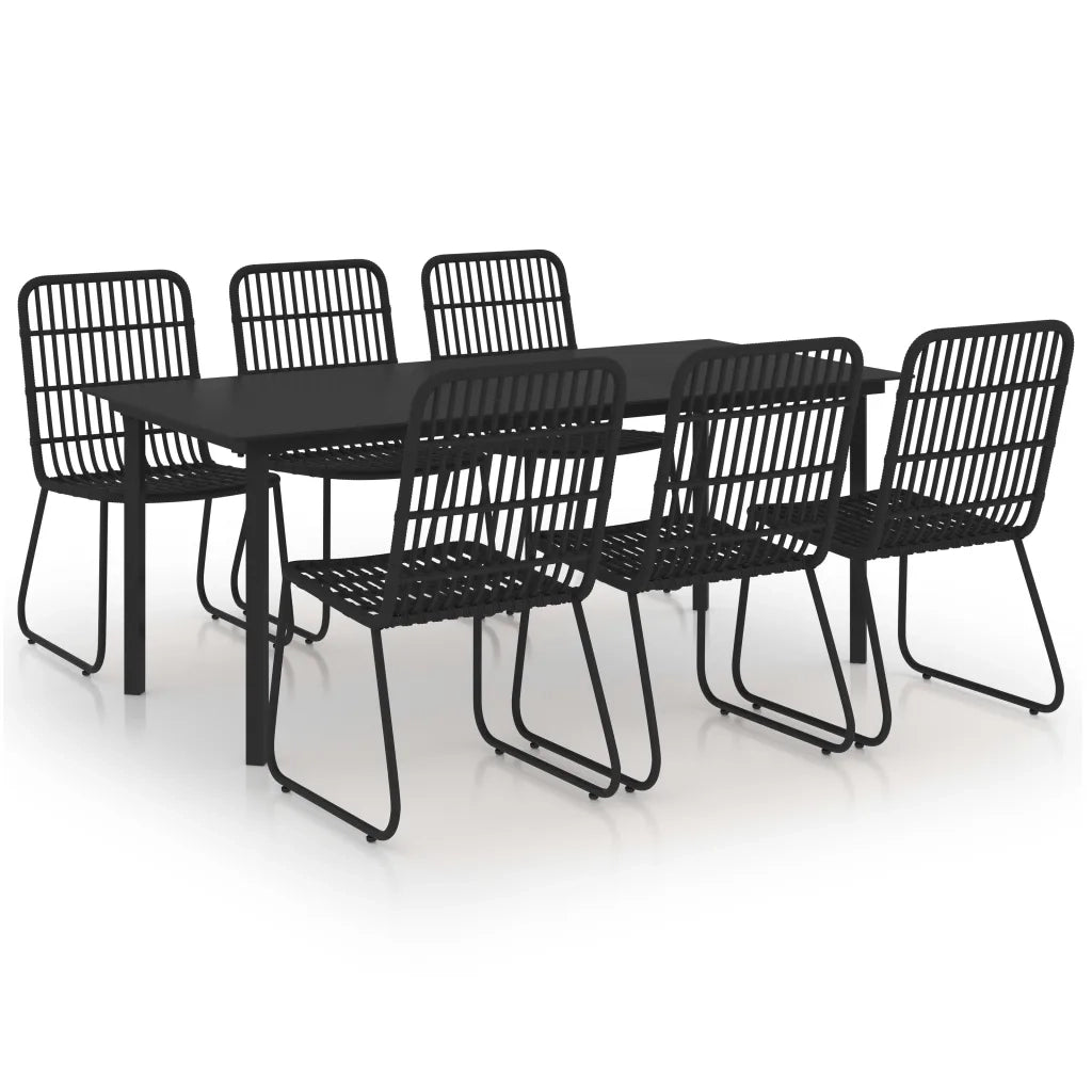 Set da Pranzo da Giardino 7 pz in Polyrattan e Vetro 3060253