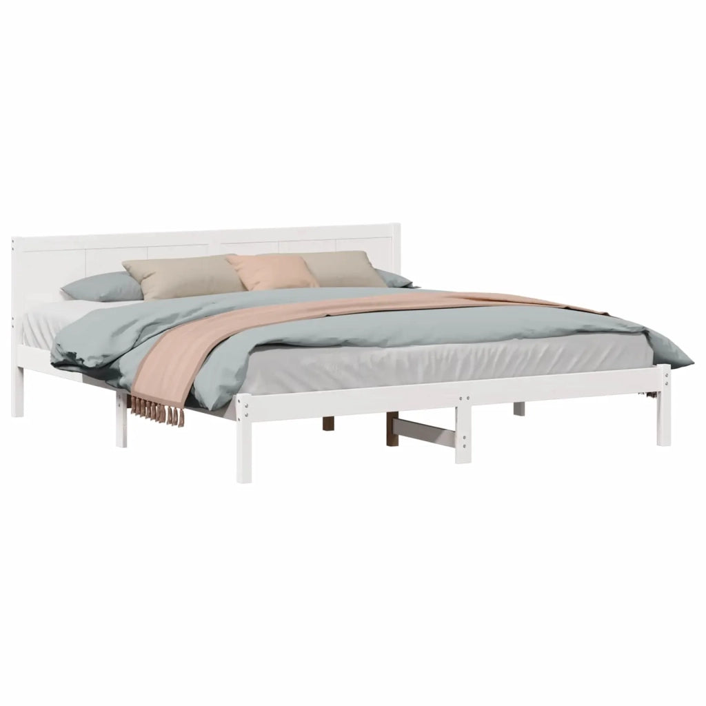 Struttura del letto-Giroletto-Rete del Letto Bianco 200 x 200 cm Legno massello di pino 661931