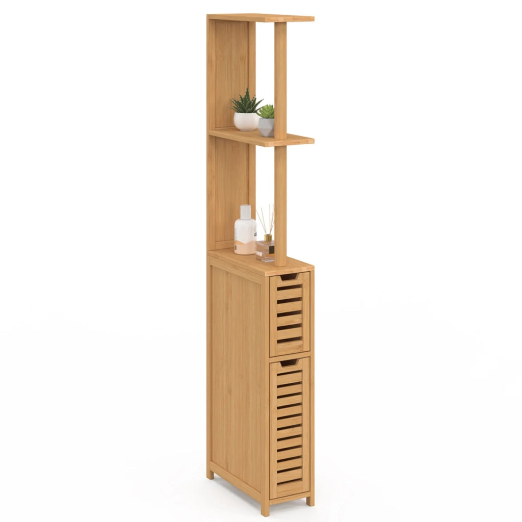IDMarket - Mobile WC BEA a 2 ante in bambù con ripiani