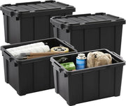 Scatola di stoccaggio con coperchio - 21L - Set di 4 - Stivabile e sovrapponibile - BPA-free - Nero