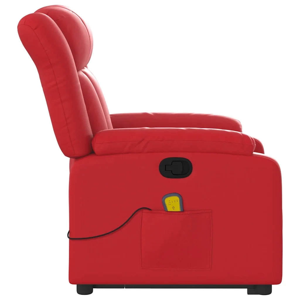 Poltrona Alzapersona Reclinabile Massaggio Rosso in Similpelle 3205276