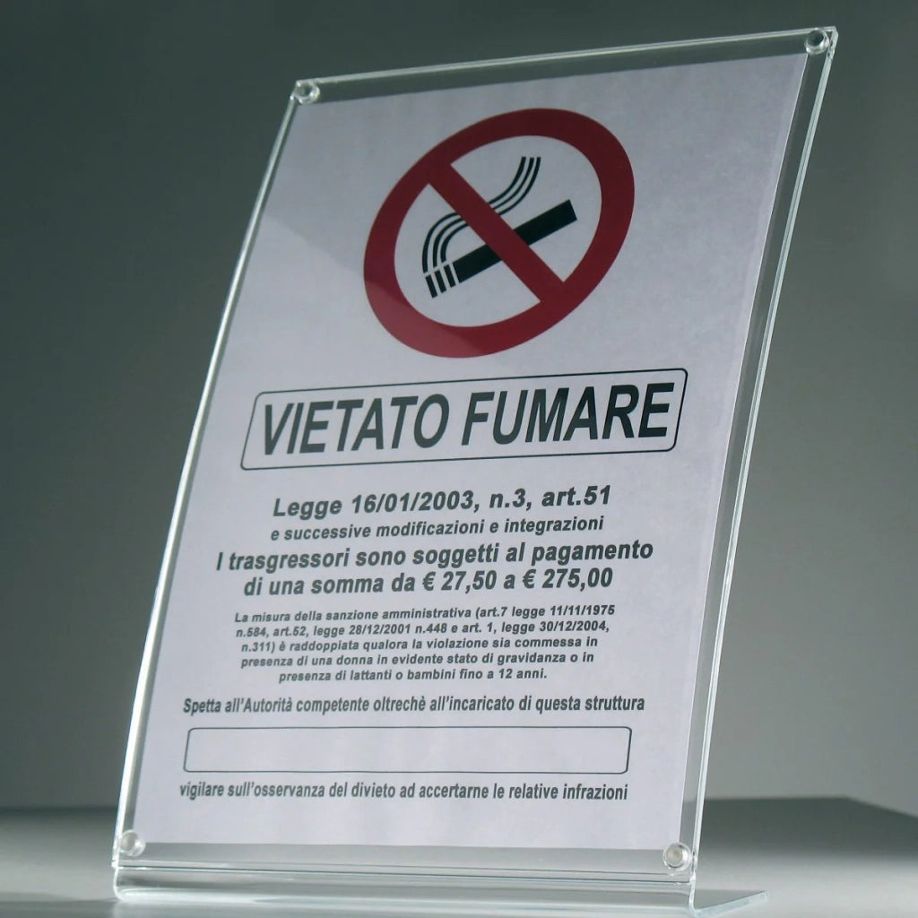 Porta avvisi da banco magnetico in Plexi profilo curvo Monofacciale - A5 Verticale
