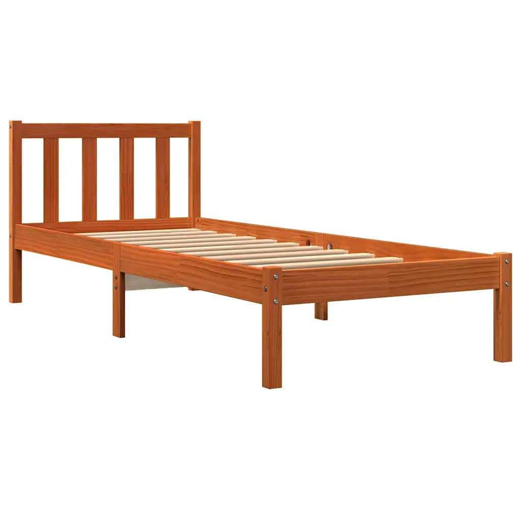 Giroletto senza Materasso-Struttura Letto Marrone Cera 100x200 cm Legno di Pino 448852