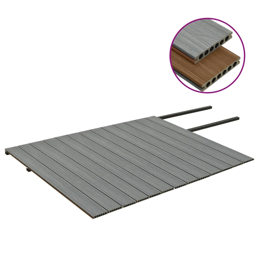 Listoni Decking WPC con Accessori Marroni e Grigi 26 m² 2,2 m 3070466