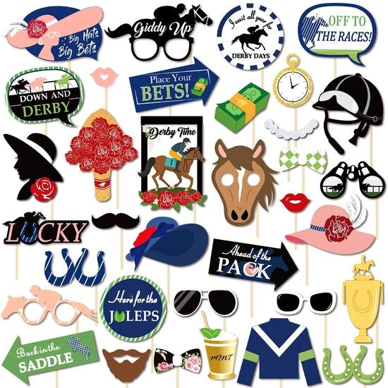 Accessori per Foto Booth - 9-Pack Decorazioni - Tema Corse dei Cavalieri - Fondali per Fotografia - Accessori Selfie - Idee Regali per gli Ospiti - Accessori per Fotografia