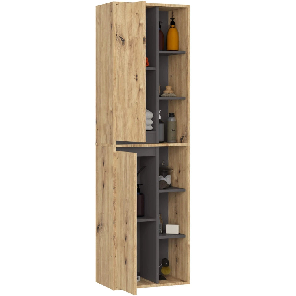 Colonna bagno sospesa VAMI Rovere Artisan, Grigio Grafite 50 cm 2 ante 50x30x170 cm