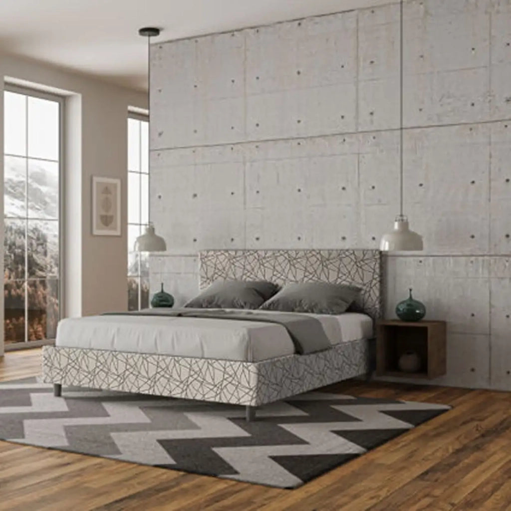 Letto matrimoniale contenitore imbottito 160x190 tessuto Era 2 grigio Adele