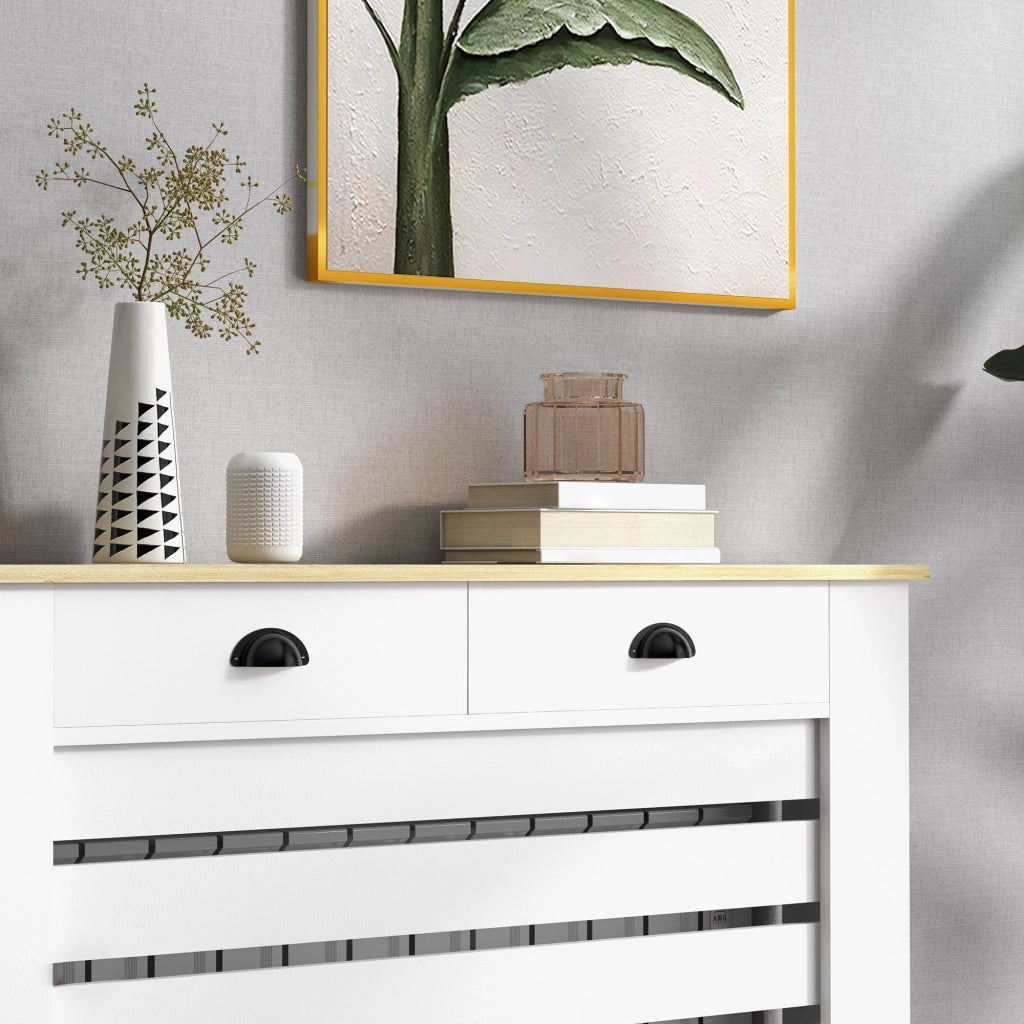 Coperchio per termosifone con 2 cassetti ¨C Minimal ¨C bianco 111x19x95.5 cm