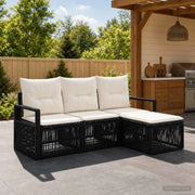 Set Divano da Giardino 4 pz Nero polyrattan 3435691