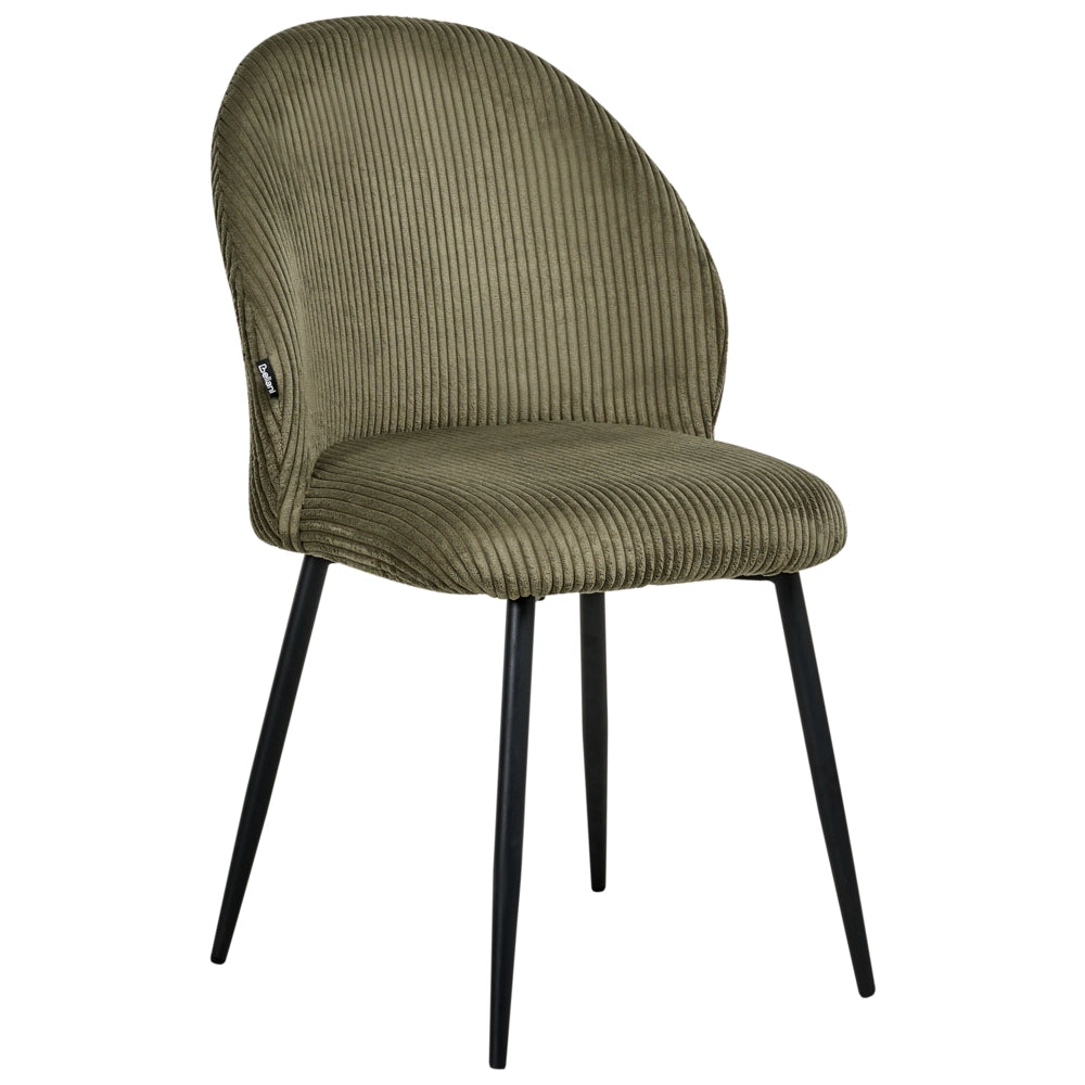 Set di 2 sedie da pranzo Rivestimento in velluto a coste Seduta imbottita Gambe in ferro Verde scuro