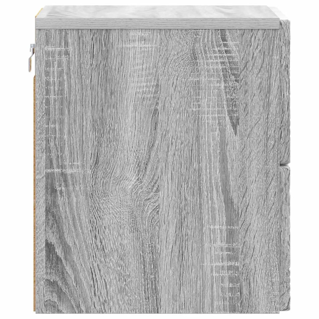 Comodino | Armadio da Notte | Mobiletto da notte a muro Sonoma grigio 34,5 x 33 x 40 cm