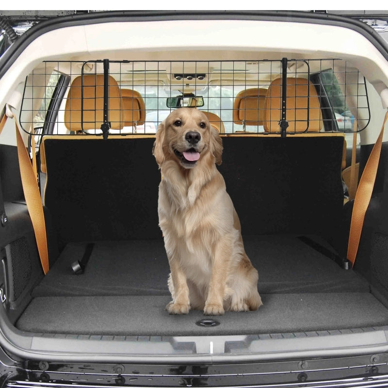 Divisorio universale per auto per cani, barriera di sicurezza per auto per cani con larghezza regolabile in continuo, divisorio per bagagliaio,