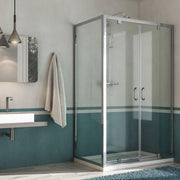 Box Doccia Angolare 70x120 cm 2 Ante Battenti in Cristallo Trasparente 6mm H185 Fosterberg Koge Duo