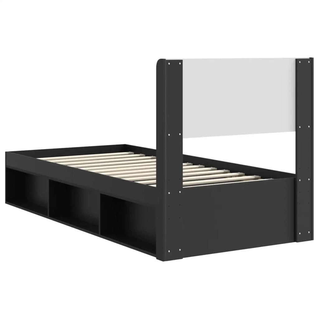 Struttura del letto con stoccaggio e testata Nero 75 x 190 cm 3414268