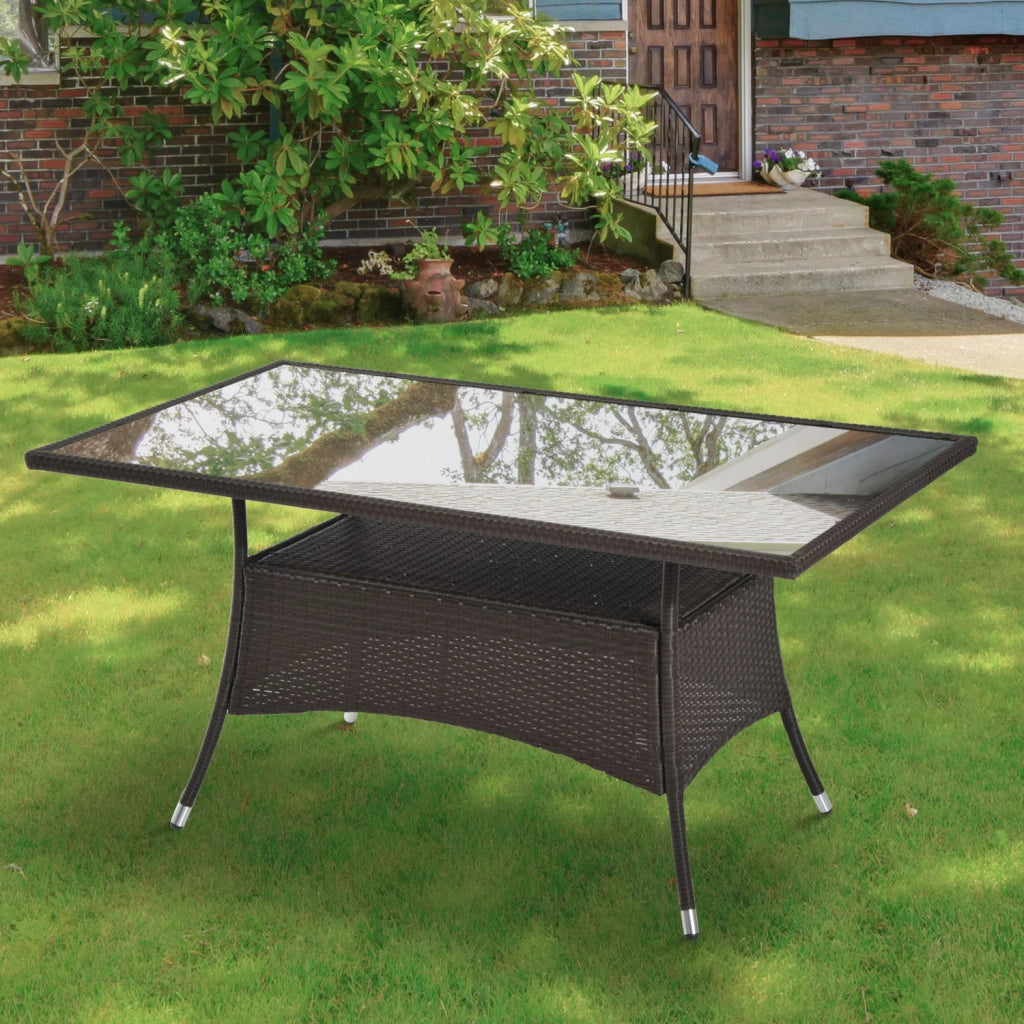 Tavolo da pranzo allungabile ¨C zephmum ¨C Polyrattan marrone, vetro temperato, 150x85x74 cm
