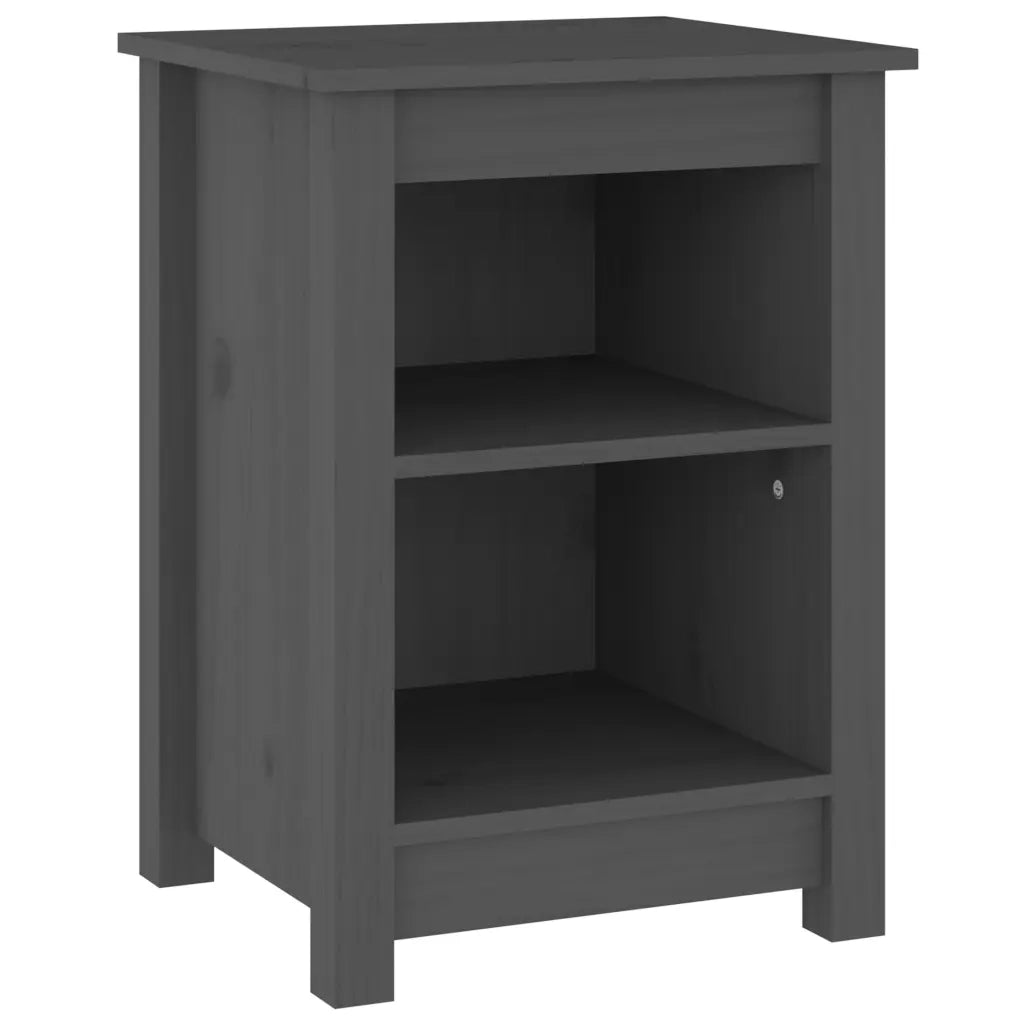Comodini 2 pz-Set di 2 Tavolino da notte Grigi 40x35x55 cm in Legno Massello di Pino 332328