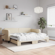 Divano Letto con Letto Estraibile-Sofa Letto-Daybed Crema 90x200 cm in Tessuto 181436