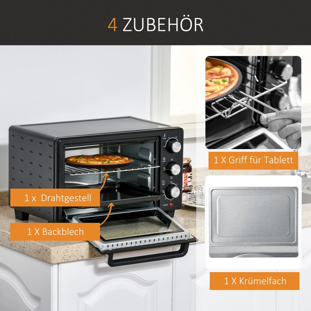 Forno a tostapane ¨C zephmum ¨C 21 L, acciaio inox, nero