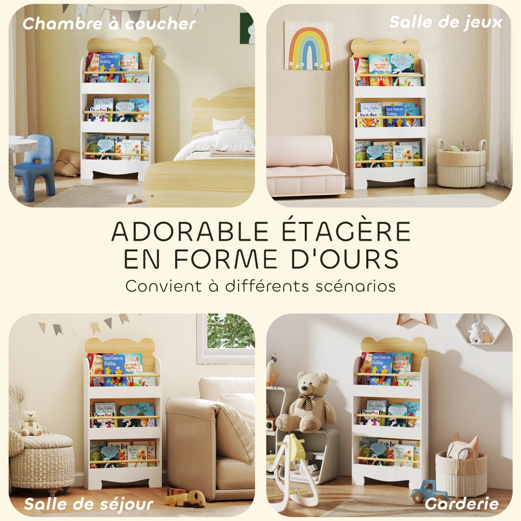 Libreria bambini 3 ripiani legno naturale ¨C Xylo ¨C cameretta stoccaggio libri