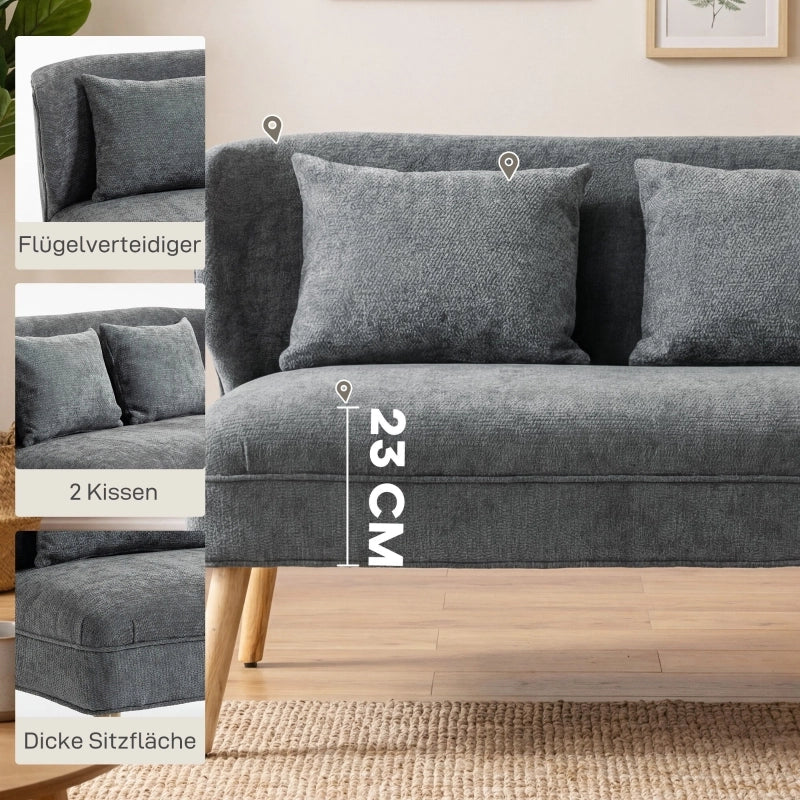 DIVANO 2 POSTI Compatto 117 cm Chenille Grigio