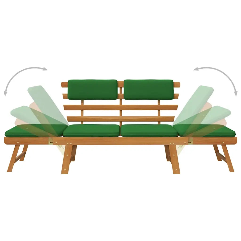 Panca da Giardino Cuscini 2-in-1 190 cm Legno Massello d'Acacia 312121