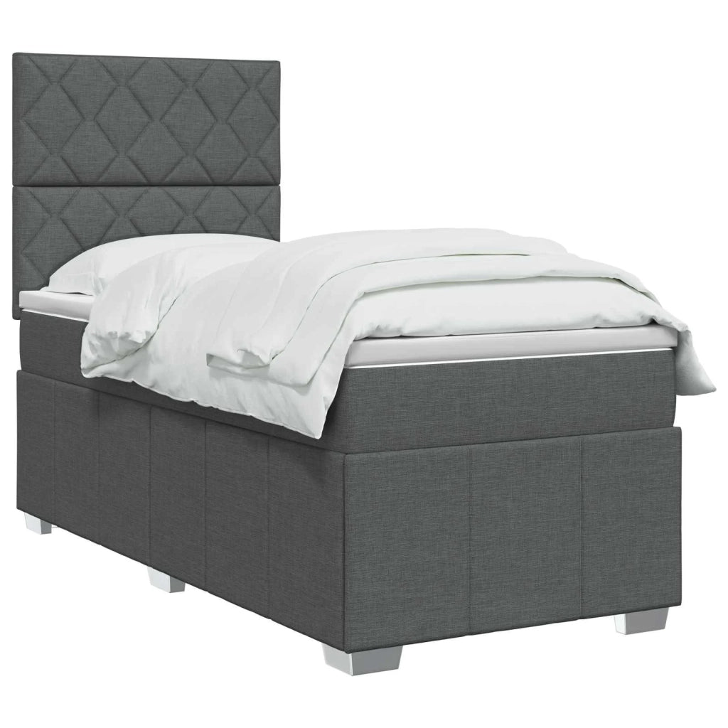 Letto Box Spring LED con Materasso Grigio Scuro 90 x 190 cm 3455501