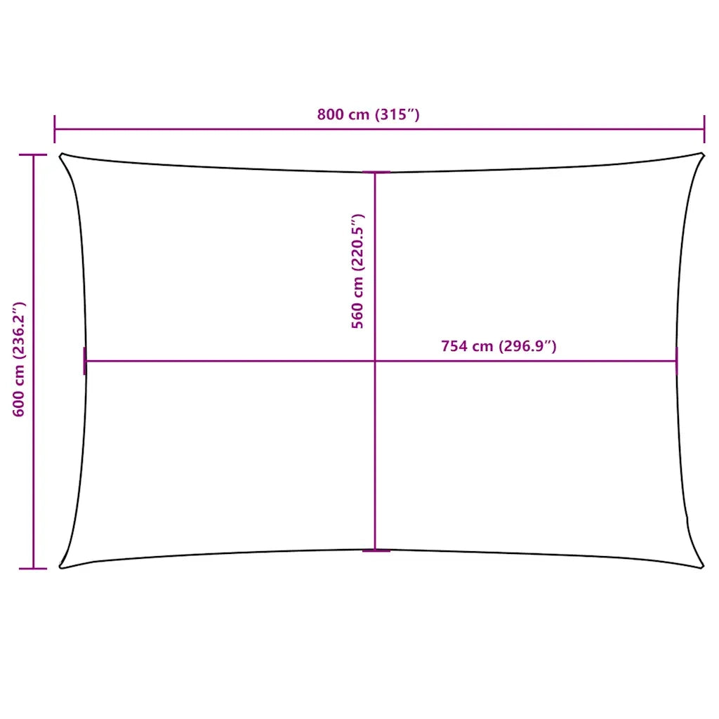 Parasole a Vela Tessuto Oxford Rettangolare 6x8 m Verde Scuro 135498