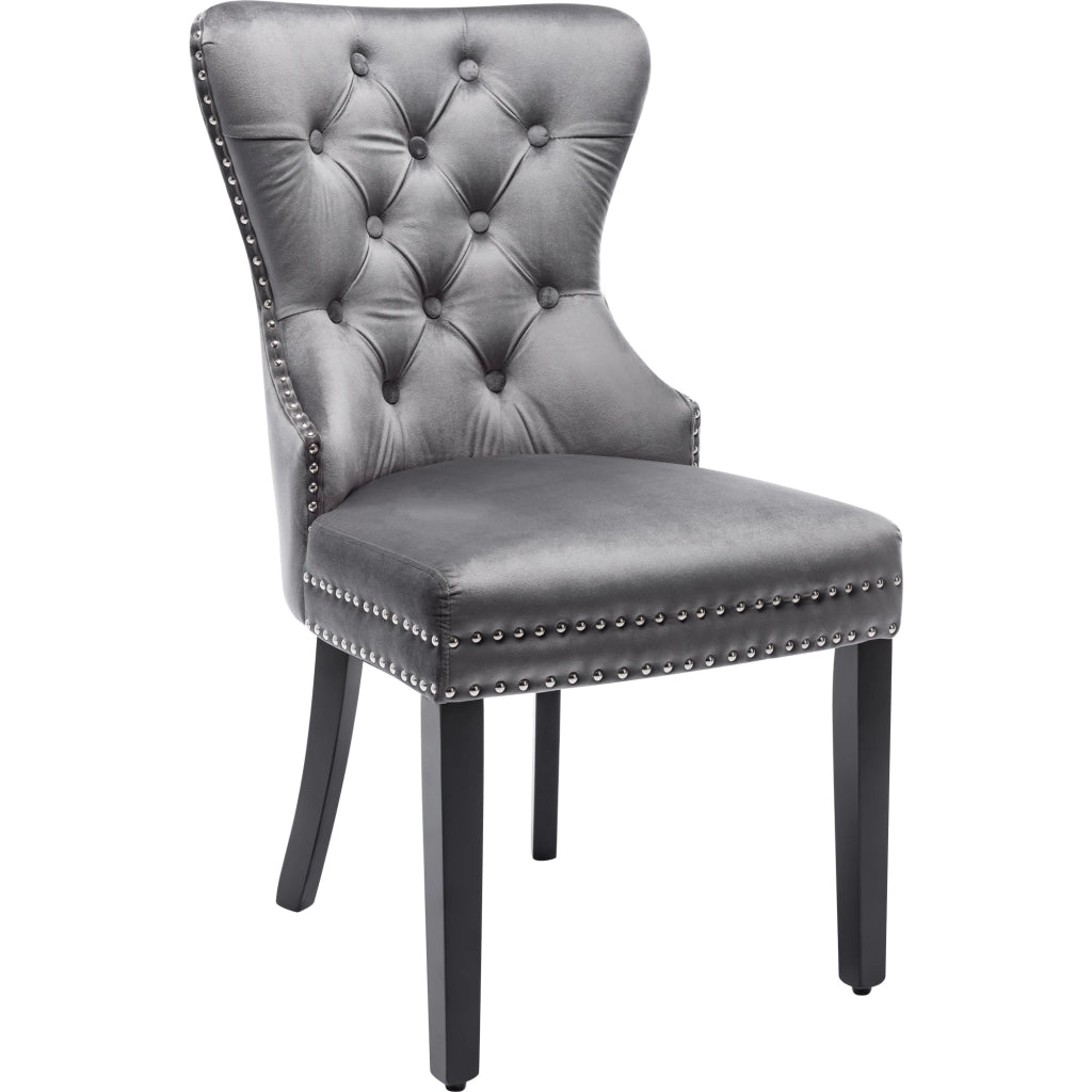 Sedie da Pranzo in Velluto con Gambe in Legno ¨C Xylo ¨C Grigio, Set 2 Pezzi