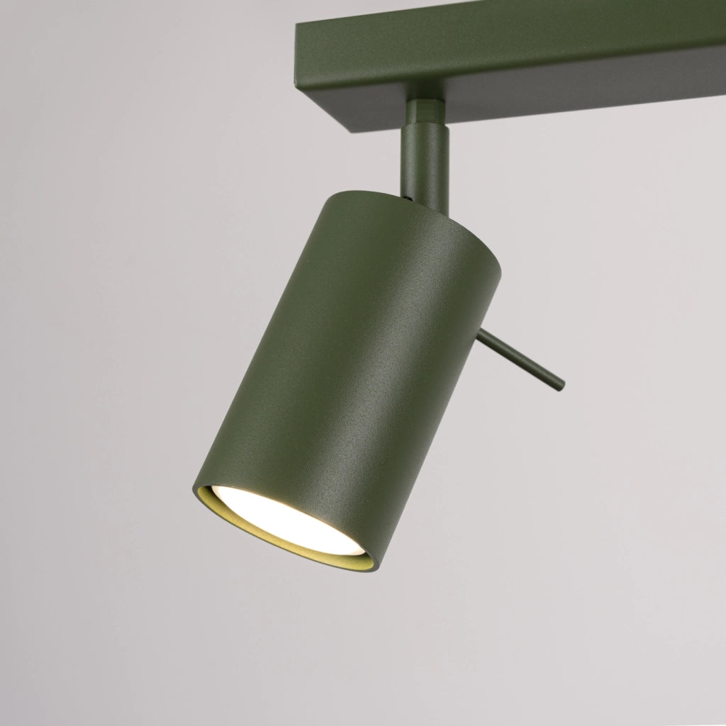 Lampada da soffitto e da parete Ring Series a 4 luci in acciaio verde oliva, GU10
