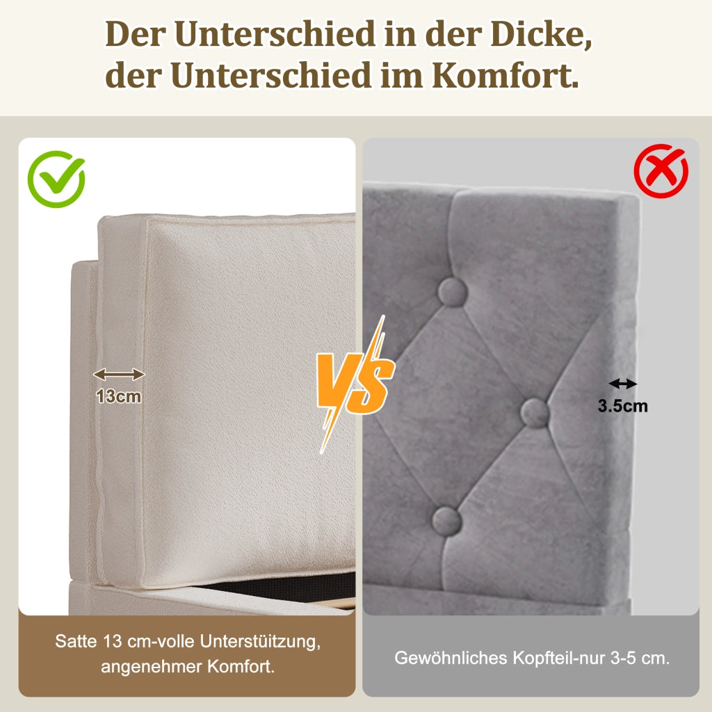 Letto imbottito letto doppio 180 x 200cm letto idraulico funzionale letto con telaio a listelle testiera testiera imbottita beige bouclé