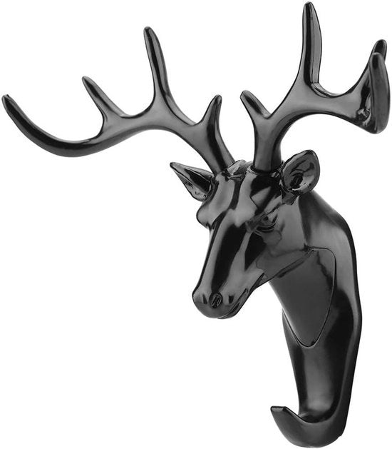 Hanger con Testa di Animale per Appendere Abiti e Asciugamani sul Muro o sulla Porta - Nero - Senza Forare - Decorativo e Funzionale - Set di Hanger