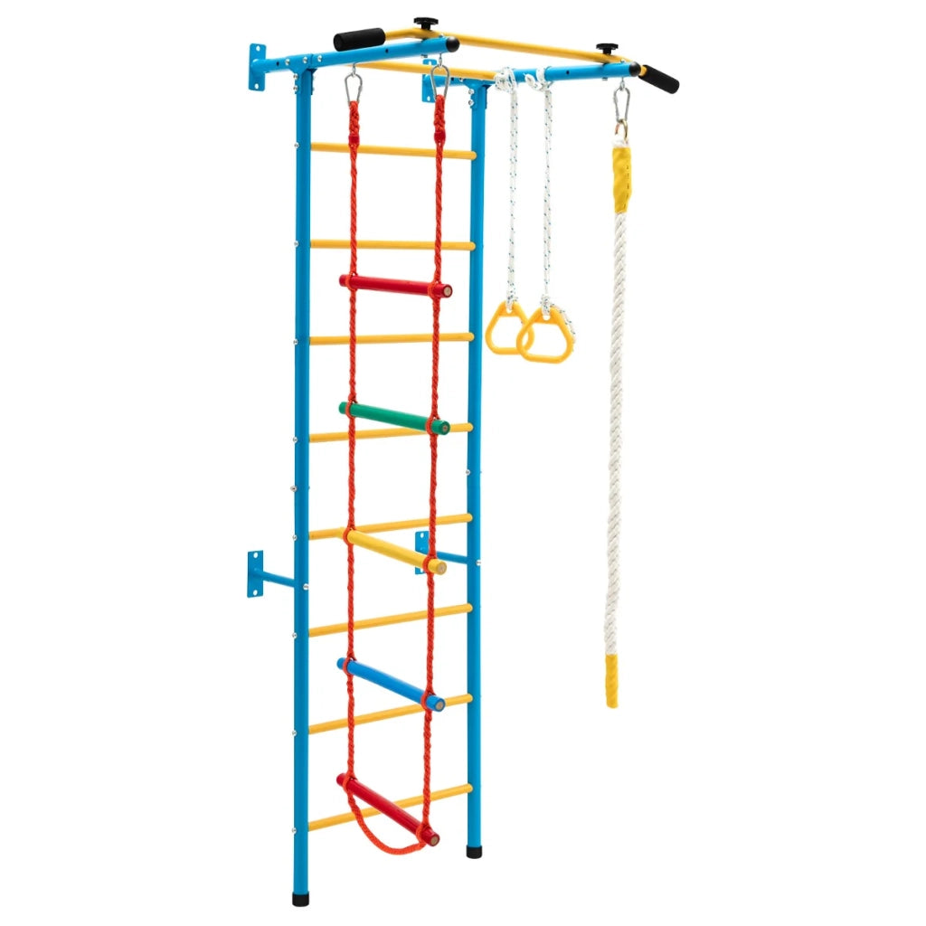 Spalliera da ginnastica per bambini con barra per trazioni e anelli da ginnastica 107 x 88 x 223 cm robusta e sicura acciaio giallo 20_0012049
