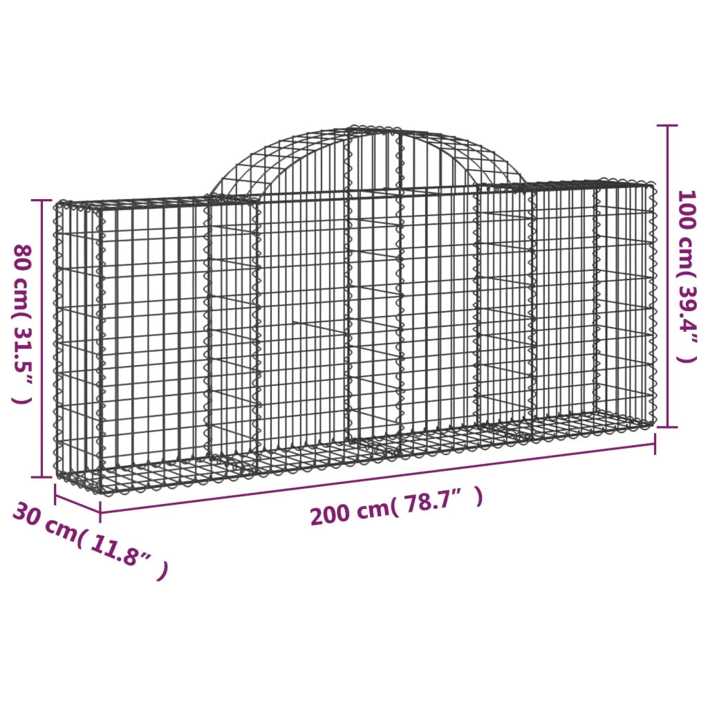 Cesti Gabbioni ad Arco 40 pz 200x30x80/100 cm Ferro Zincato 3146107